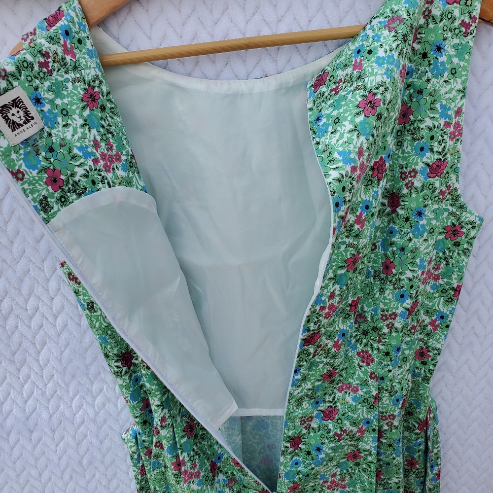 ANNE KLEIN Green Floral A-Line Fit & Flare Dress Size 10 - Picture 11 of 16